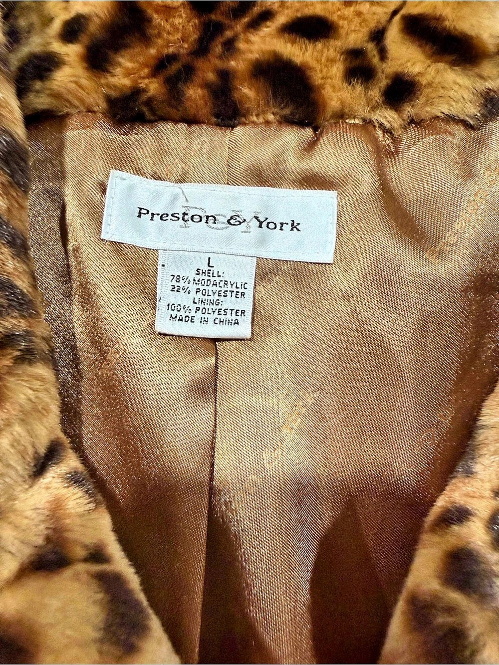 Preston & York Leopard Print Faux Fur Jacket Medium - Picture 2 of 5